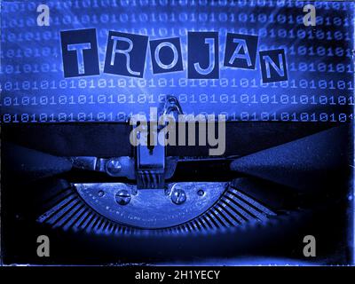 Trojan displayed on a vintage typewriter Stock Photo