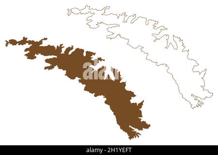 South Georgia island (South Sandwich Islands, South and Latin America, United Kingdom of Great Britain and Northern Ireland, British Overseas Territor Stock Vector