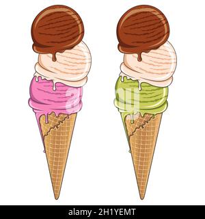 Three Balls Ice Cream Icon PNG & SVG Design For T-Shirts