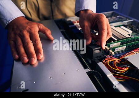 Data center IT expert doing hardware refresh Stock Photo