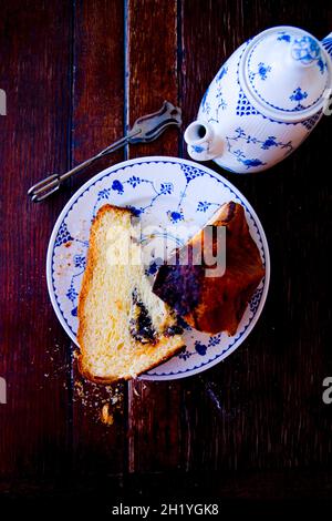 Panettone served with coffee Stock Photo