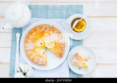 Ricotta crostata with orange tea Stock Photo