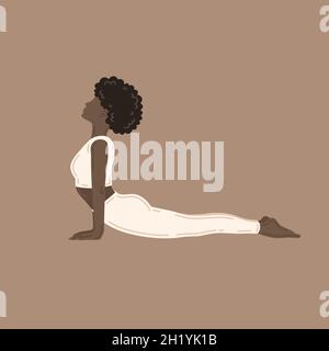 Urdhva Mukha Shvanasana, upward facing dog pose. Young slim woman doing yoga exercise Stock Vector