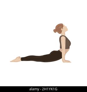 Young slim woman doing yoga exercise. Urdhva Mukha Shvanasana, upward facing dog pose Stock Vector