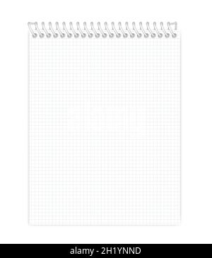 Wire bound squared note book. Top spiral note pad letter paper format. Vector mock-up Stock Vector