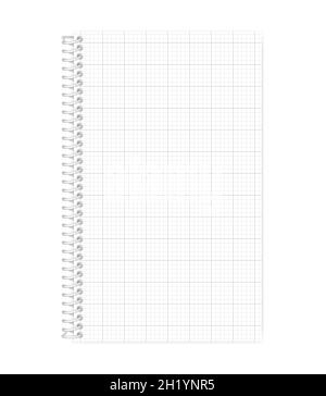 Wire bound squared paper note book. Side spiral notebook legal paper format. Vector mock-up Stock Vector