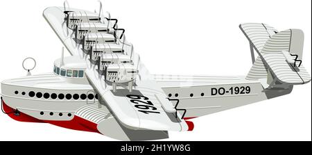 Vector Cartoon Retro Sea Plane. Available EPS-10 vector format separated by groups and layers for easy edit Stock Vector