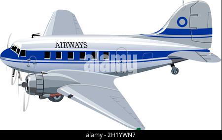 Vector Cartoon Commercial Airplane. Available EPS-10 vector format separated by groups for easy edit Stock Vector