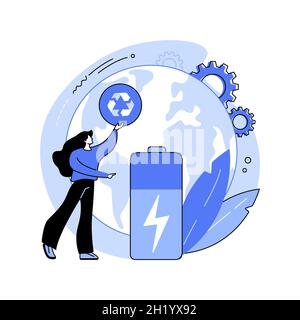 Battery recycling abstract concept vector illustration. Stock Vector