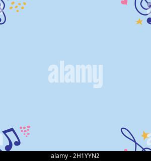Cartoon hand drawn musical seamless pattern. Abstract music notes seamless pattern background Stock Vector