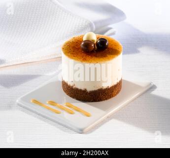 White chocolate mousse with chocolate digestive Stock Photo