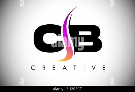 CB Letter Logo Design with Creative Shoosh and Modern Look Vector Illusttration. CB Letter Icon Logo with curved shape in the Middle Stock Vector