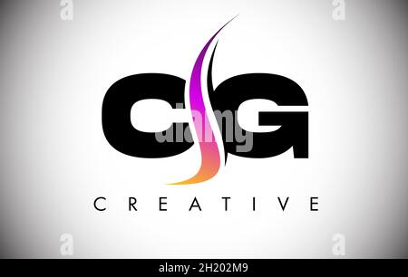 CG Letter Logo Design with Creative Shoosh and Modern Look Vector Illusttration. CG Letter Icon Logo with curved shape in the Middle Stock Vector
