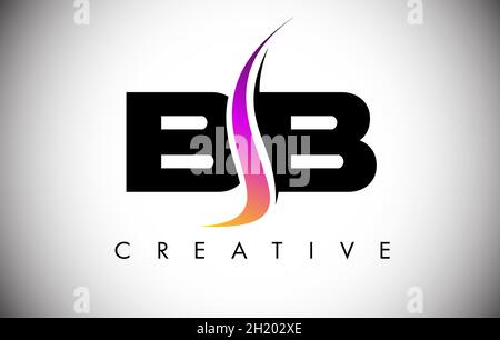 BB Letter Logo Design with Creative Shoosh and Modern Look Vector Illusttration. BB Letter Icon Logo with curved shape in the Middle Stock Vector