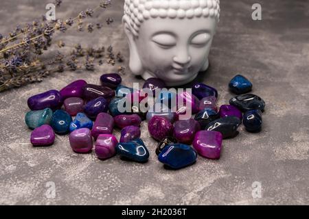 Feng Shui altar at home in living room. Attracting wealth, prosperity Stock Photo