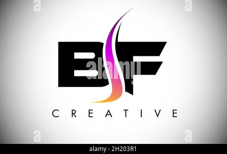 BF Letter Logo Design with Creative Shoosh and Modern Look Vector Illusttration. BF Letter Icon Logo with curved shape in the Middle Stock Vector