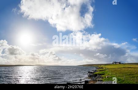 Landscape near the Gutcher to Belmont Ferry, Yell, Shetland, Shetland Islands, Scotland, UK
