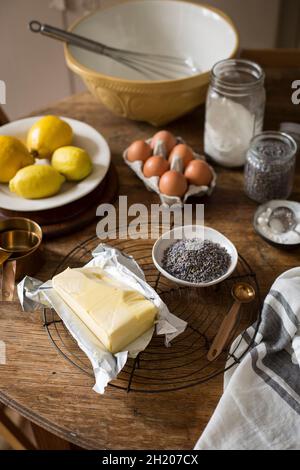 Baking prep in kitchen Stock Photo