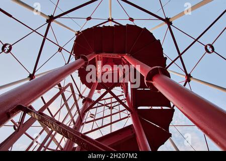 Spiral staircase and scaffolding of Büchenbronn observation tower in Pforzheim, Germany. Stock Photo
