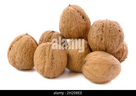 A handful of walnuts. Nuts isolated on white background Stock Photo