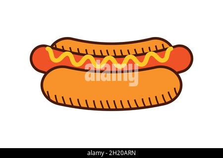 Hotdog retro icon. Hot dog vector illustration Stock Vector