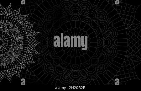 Dreamy silver background with mandala pattern. Vector background for yoga, meditation poster. Beautiful vector pattern with ornament mandala. Stock Vector