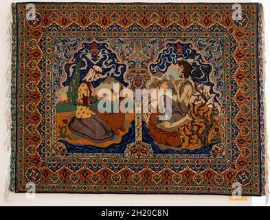 Layla and Majnun. Turkish miniature on the carpet. Stock Photo