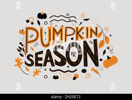 Pumpkin Season - Hand drawn vector lettering icon Stock Vector