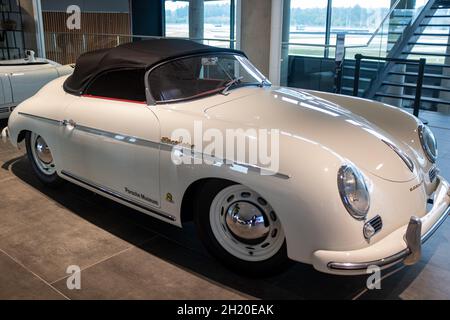 Porsche 356 Speedster in museum collection at the Porsche Customer Experience Centre, Hokenheimring, Baden-Württemberg, Germany Stock Photo