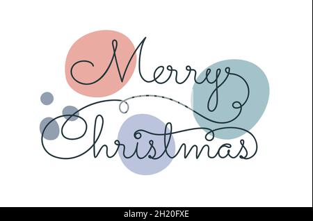 Merry Christmas in a hand drawn linear style. Stock Vector
