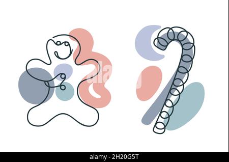 Christmas cookie in a hand drawn linear style. Stock Vector