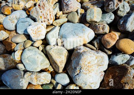 Close-up of sea stones background view from above Stock Photo