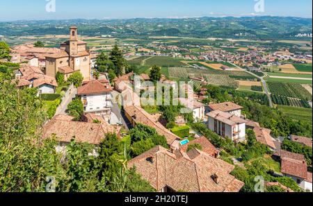 Panoramic sight of beautiful village of Guarene in the Langhe region of Piedmont, Italy. Stock Photo