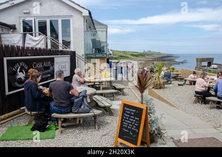 The Jolly Fisherman pub and restaurant in Craster, Northumberland, UK. Stock Photo