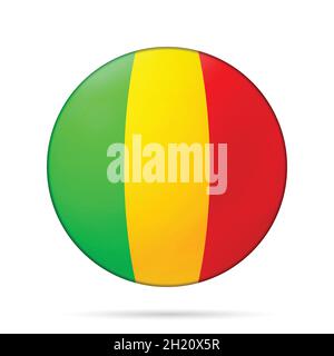 Glass light ball with flag of Mali. Round sphere, template icon. National symbol. Glossy realistic ball, 3D abstract vector illustration highlighted Stock Vector