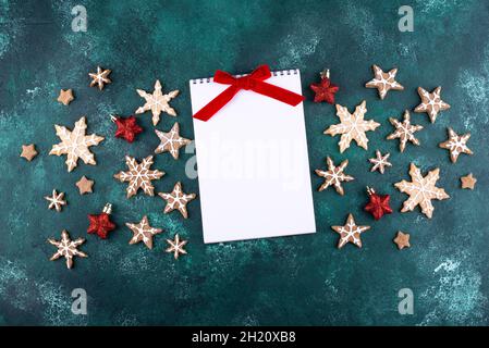 Christmas gingerbread cookies in shape of snowflake Stock Photo
