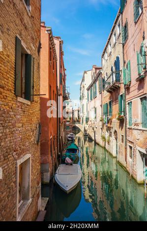VENICE, ITALY - May 20, 2016: the Boats on the water of a canal in the city center. Stock Photo