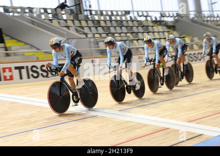 Team Belgium during the Tissot UCI Track Cycling World