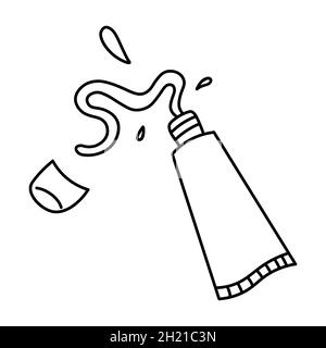 Hand drawn Cream tube. Vector illustration in doodle style isolated on white background. Unlabelled tube of sun protection, moisturizing cream or faci Stock Vector