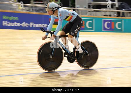 Cyclist team Belgium during the Tissot UCI Track Cycling World