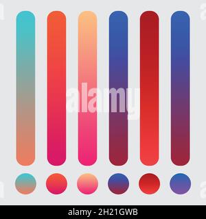 Minimalist multicolor circles, abstract 80s vibrant colors and modern gradients sphere isolated vector set Stock Vector