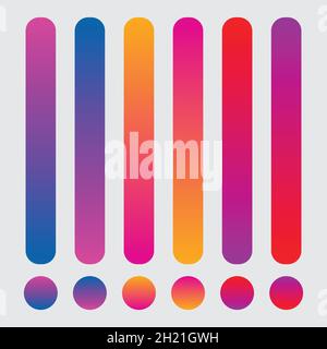 Minimalist multicolor circles, abstract 80s vibrant colors and modern gradients sphere isolated vector set Stock Vector