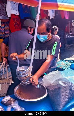 Coffee for sale at the Sunday Market in Chichicastenango, Guatemala Stock Photo
