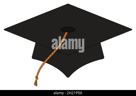 Graduation cap flat design isolated on a white background Stock Vector