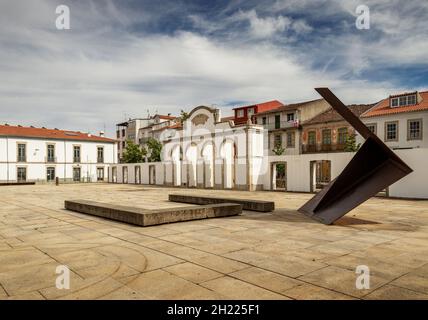 Bragança, Portugal - June 26, 2021: View of Camões square in Bragança, Portugal. Stock Photo