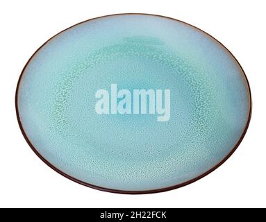 Blue ceramic plate with black edging Stock Photo