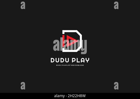 logotype letter D with play button , usable logo design for music application, player, web icon, cover music studio, Stock Vector