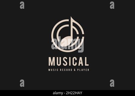 music logo design template , music note isolated circle vector logo design illustration Stock Vector