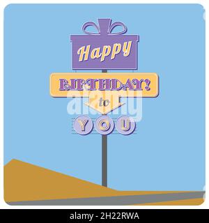 Happy birthday road sign Stock Vector