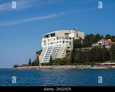 View from the sea of the Grand Hotel Bernardin, Adriatic Coast, Portoroz, Istria, Slovenia Stock Photo